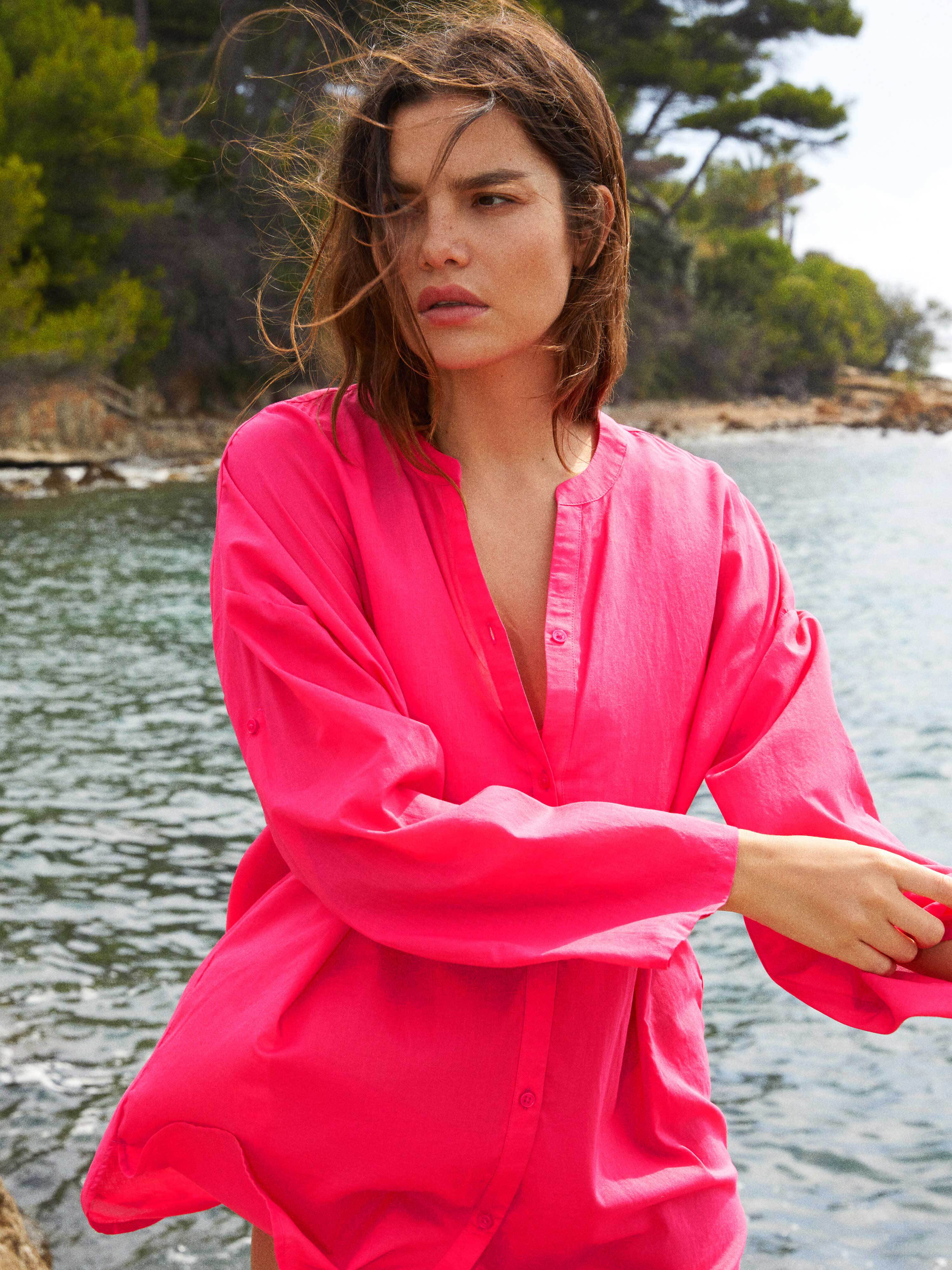 Chemise de plage - Desir Rose fluo | Darjeeling