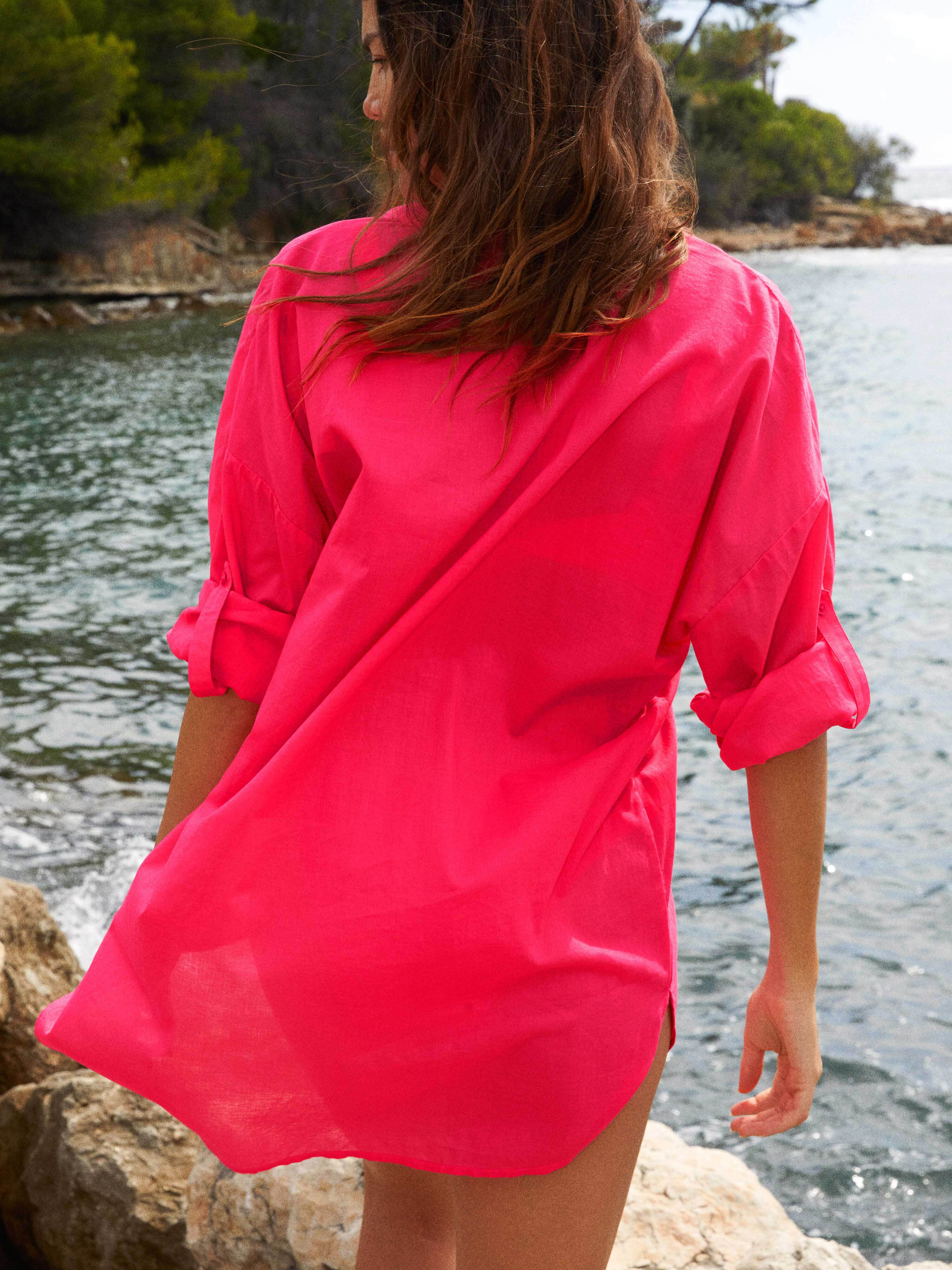 Chemise de plage - Desir Rose fluo | Darjeeling