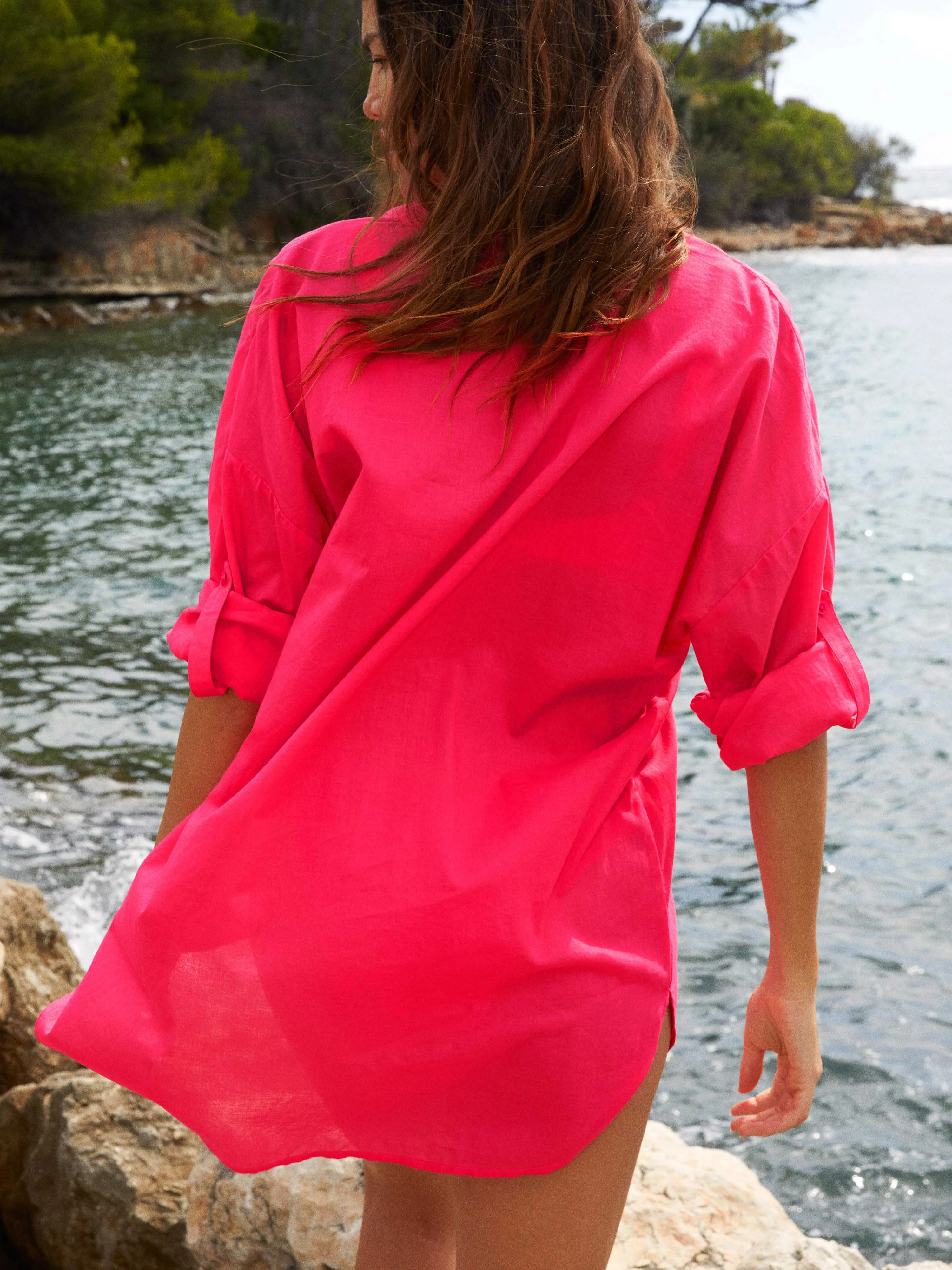 Chemise de plage - Desir Rose fluo | Darjeeling