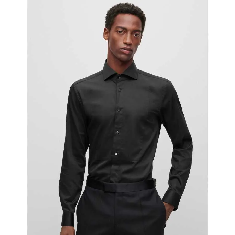 Chemise En Coton Noir - Boss pour homme