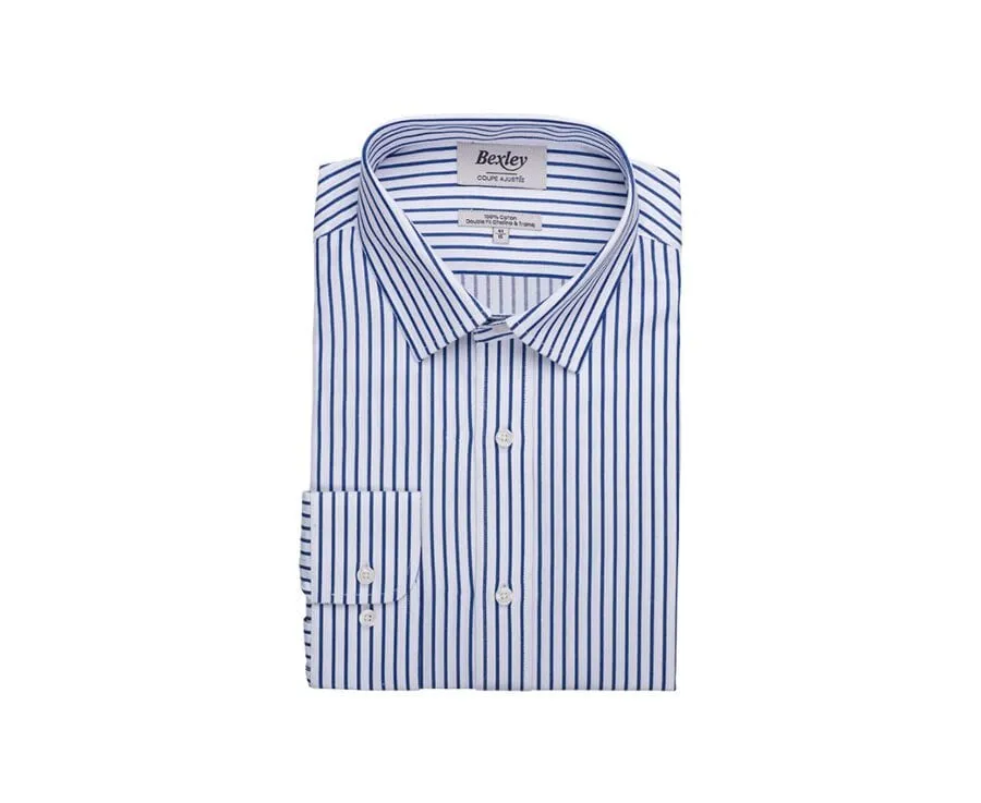 Chemise homme blanches à rayures navy Léonel