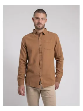 Chemise manches longues pur coton TAMORIS - Marron caramel