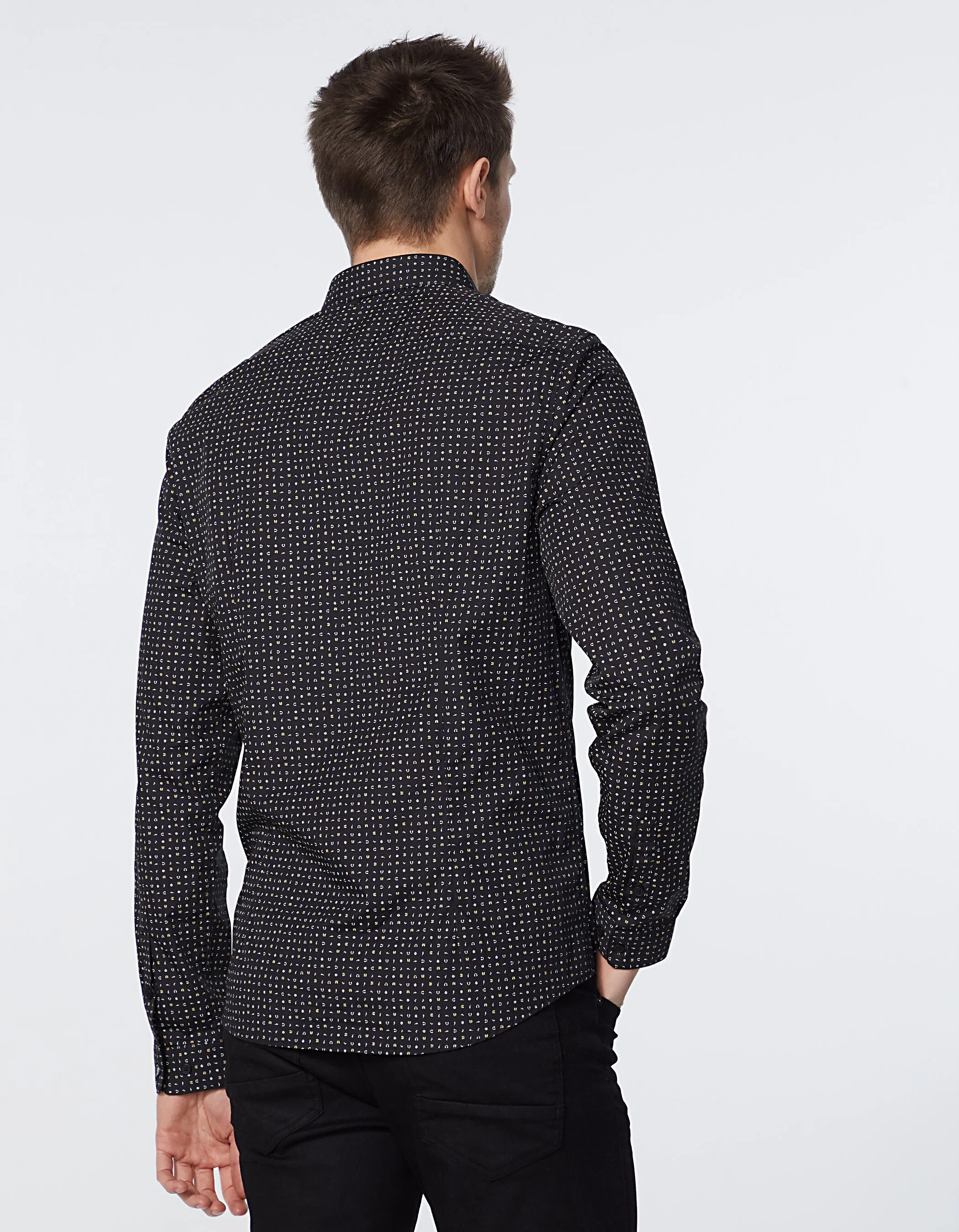 Chemise SLIM noire imprimé Rock Homme