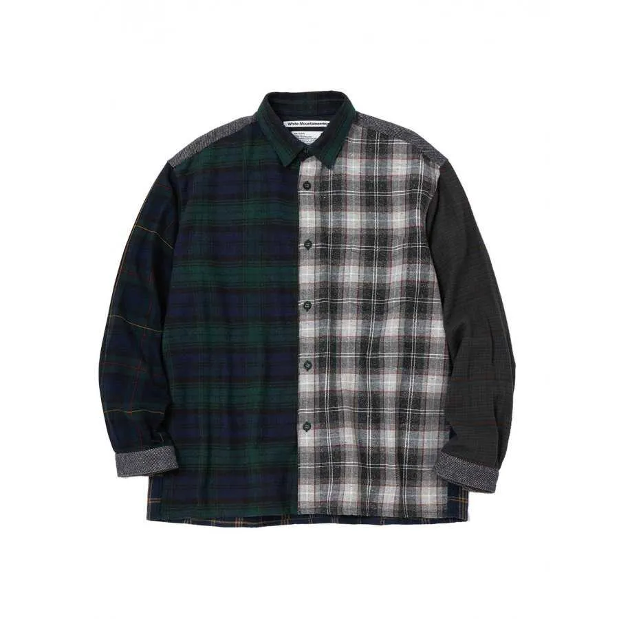 Chemise Verte Contrastée à Carreaux | White Mountaineering pour Homme