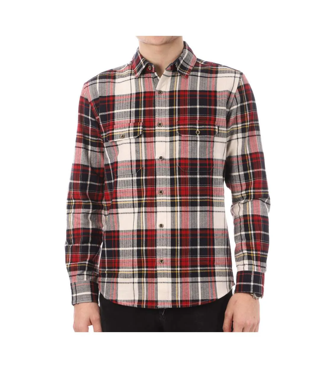 Chemise à Carreaux Rouge/Marine Homme C17  Flanelle