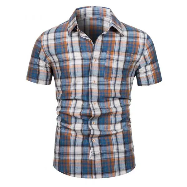 Chemise à manches courtes motif écossais pour homme