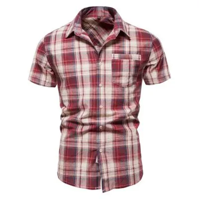 Chemise à manches courtes motif écossais pour homme