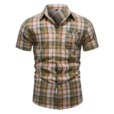 Chemise à manches courtes motif écossais pour homme