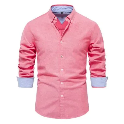 Chemise à manches longues ajustée pour homme-couleur unie