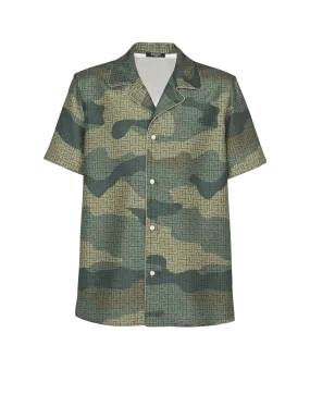 CHEMISETTE EN SHANTUNG IMPRIMé CAMOUFLAGE MONOGRAMME - BALMAIN pour HOMME | Printemps