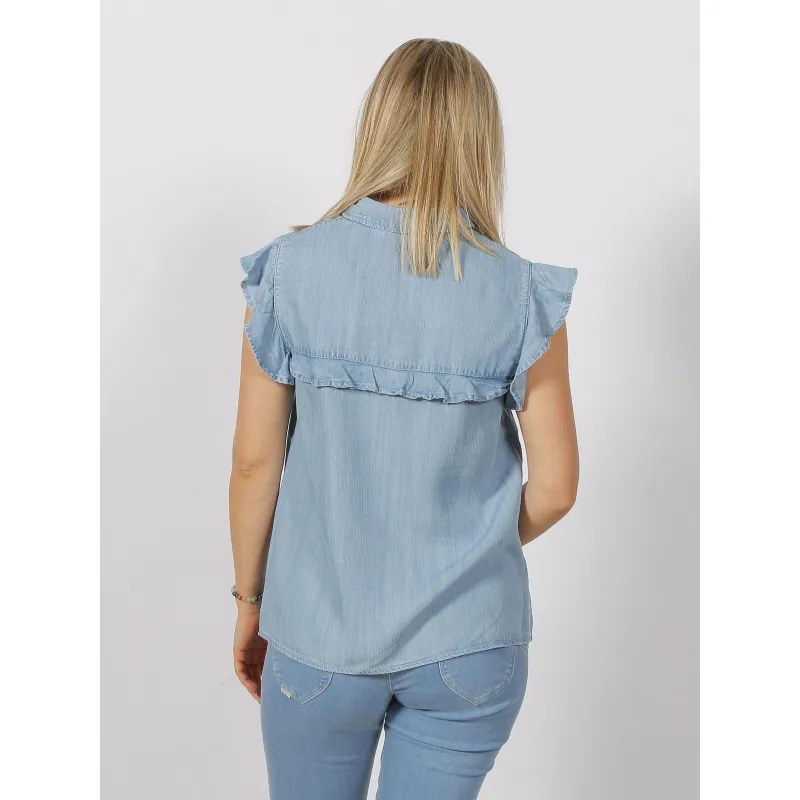 Débardeur chemisier ruffle bleu femme - Salsa | wimod