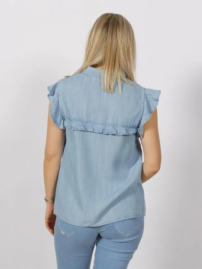 Débardeur chemisier ruffle bleu femme - Salsa | wimod