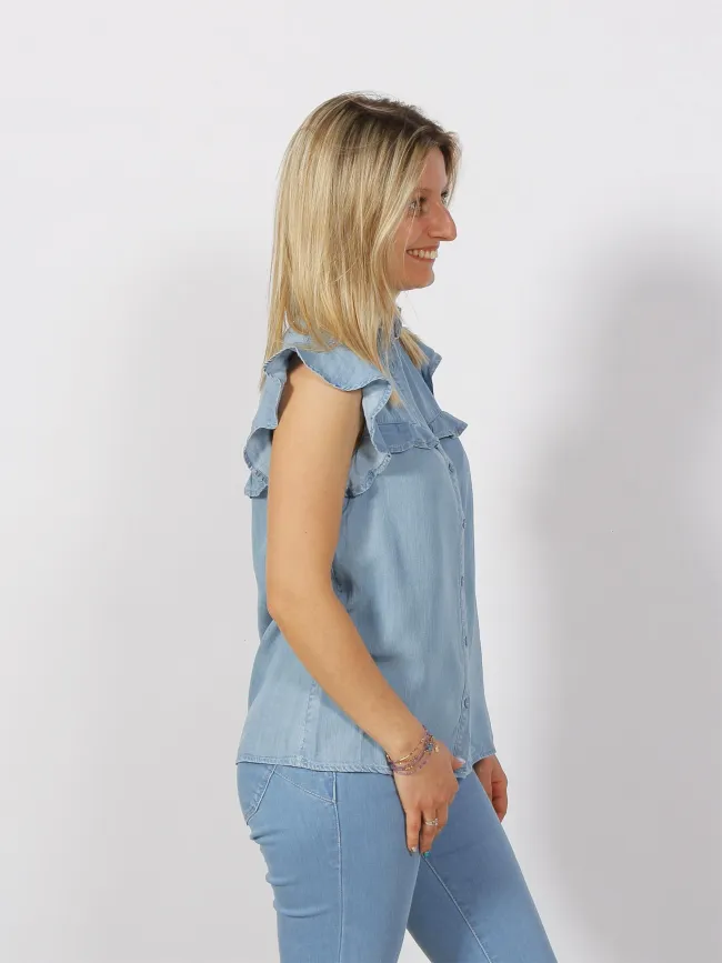 Débardeur chemisier ruffle bleu femme - Salsa | wimod