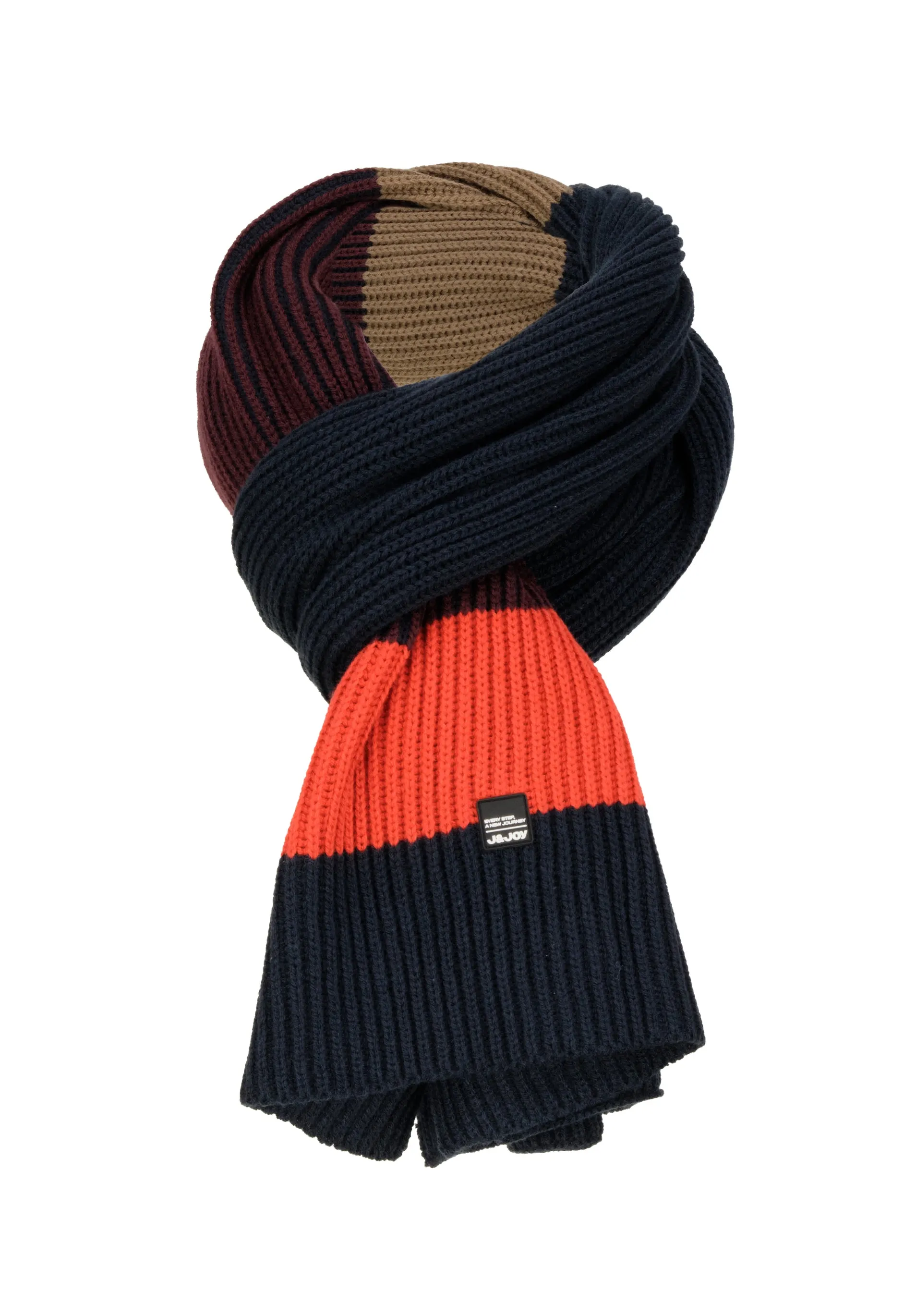 Echarpe homme bleu marine, bordeaux et orange