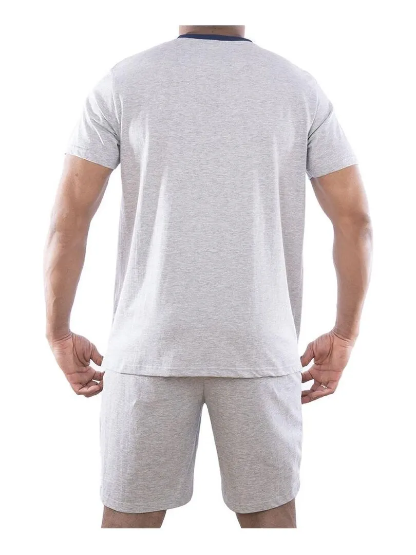 Ensemble homme Pyjama court T-shirt col tunisien Serge Blanco - Gris