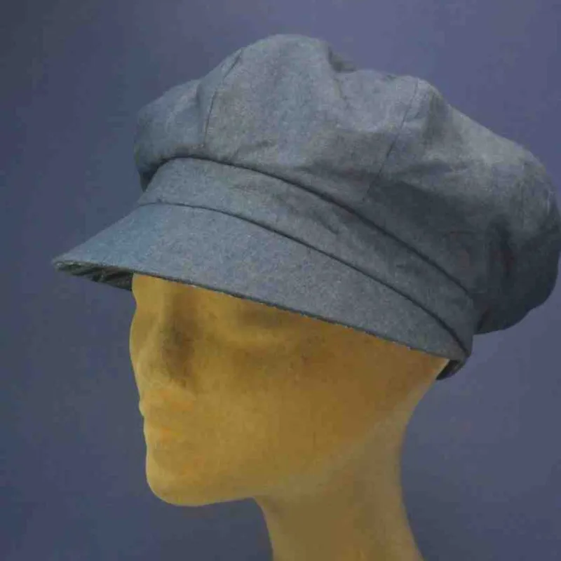 Gavroche réversible couleur jean en coton | Casquette anti-UV femme