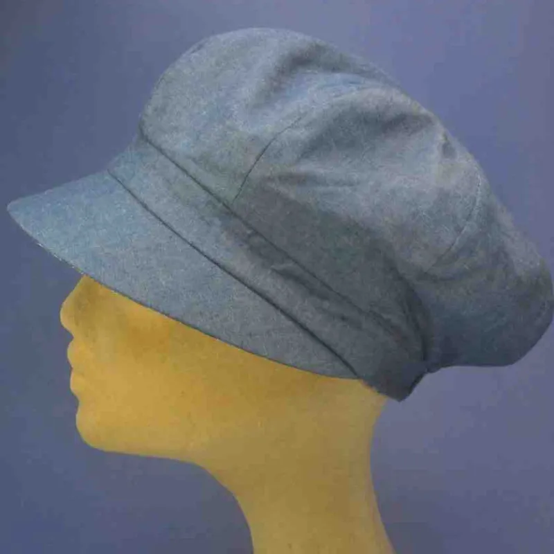 Gavroche réversible couleur jean en coton | Casquette anti-UV femme