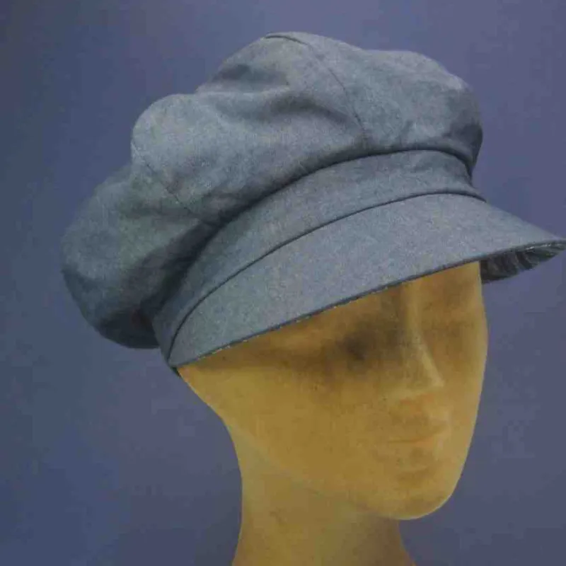 Gavroche réversible couleur jean en coton | Casquette anti-UV femme