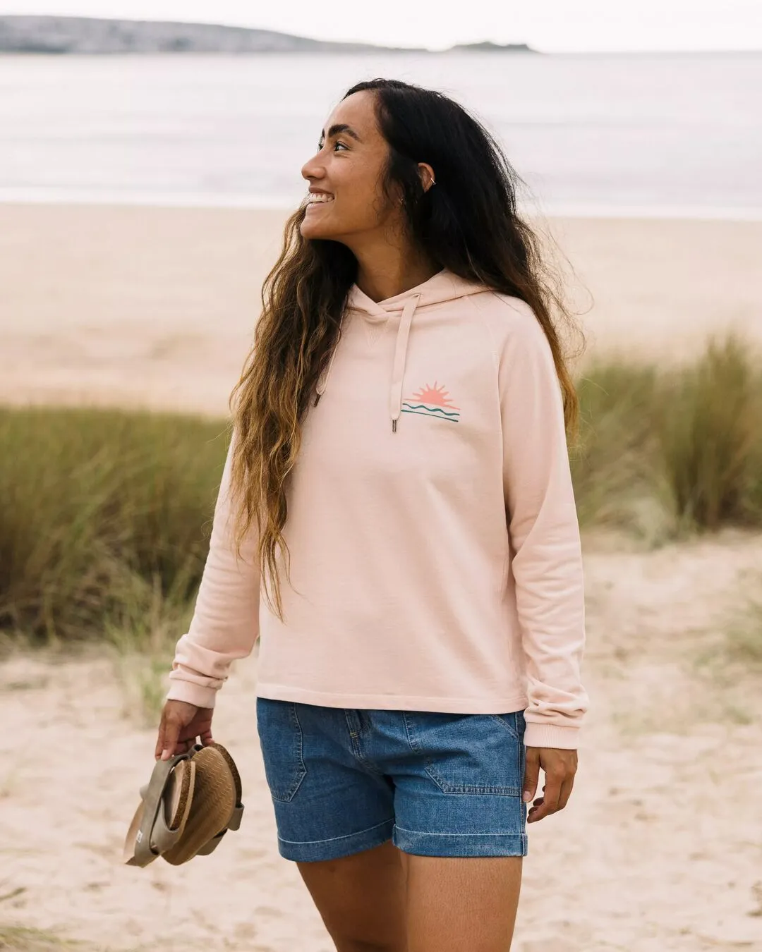 Hoodie en coton recyclé Rolling Slow - Rose Pêche