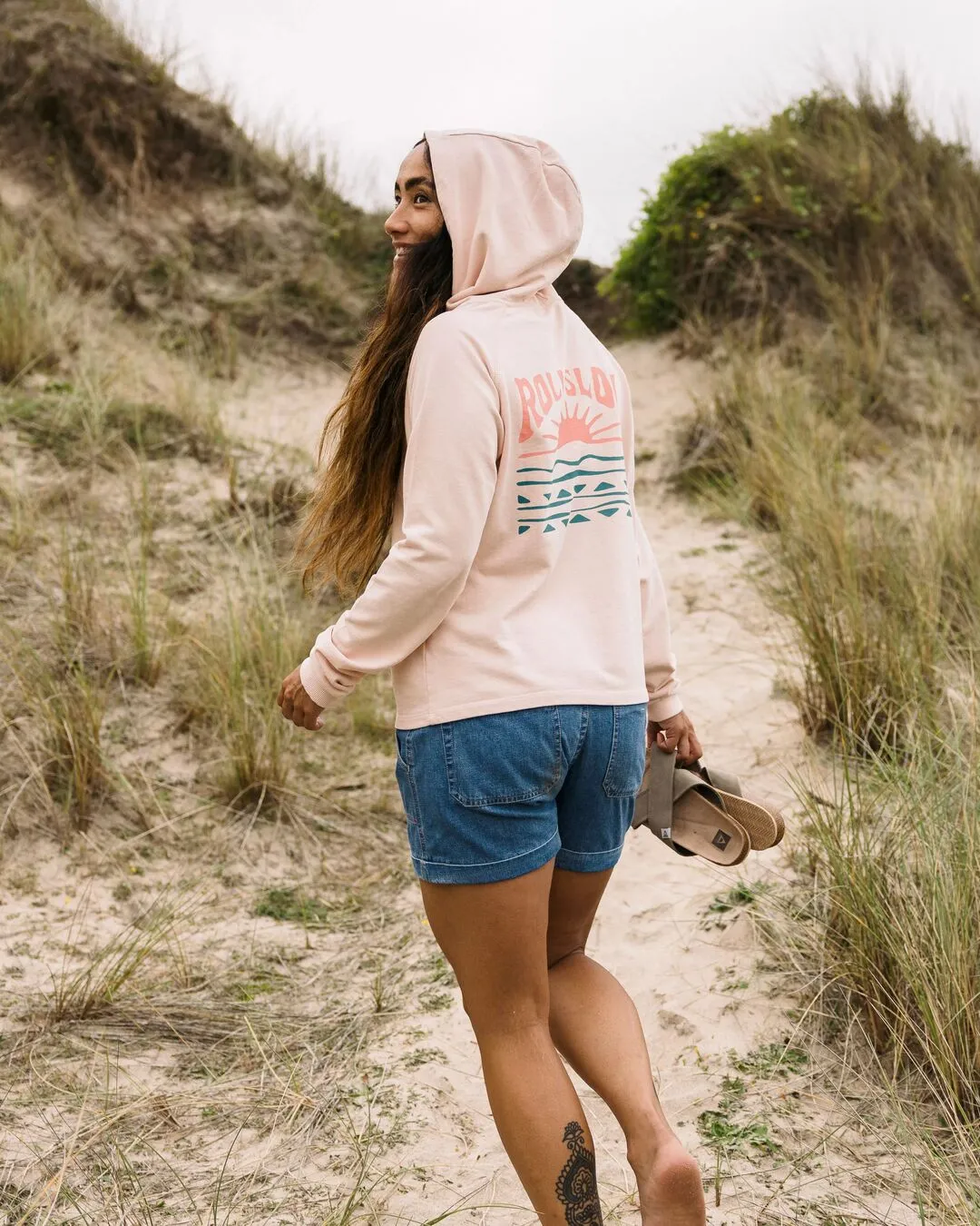 Hoodie en coton recyclé Rolling Slow - Rose Pêche