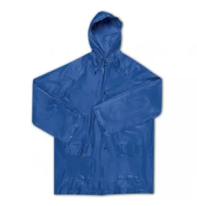 Imperméable à capuche attachée transparent et bleu en EVA 