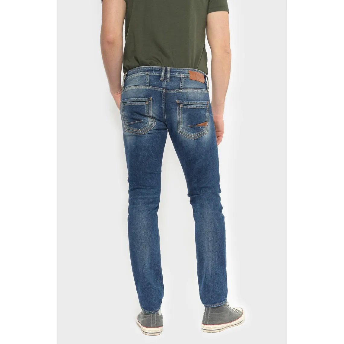 Jeans ajusté stretch 700/11, longueur 34 bleu en coton Logan | 3 Suisses