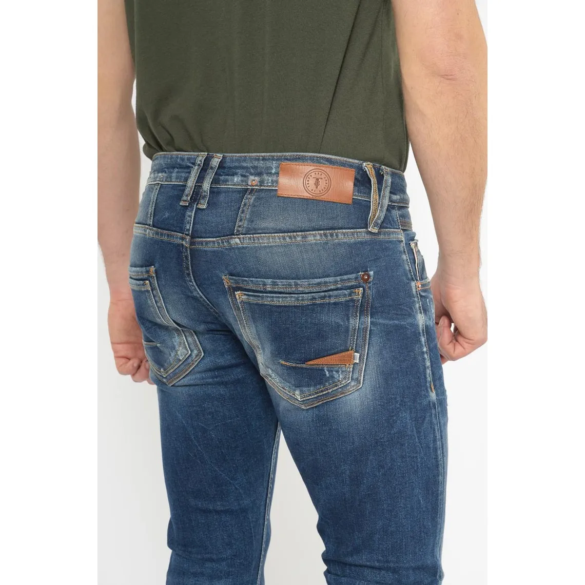 Jeans ajusté stretch 700/11, longueur 34 bleu en coton Logan | 3 Suisses