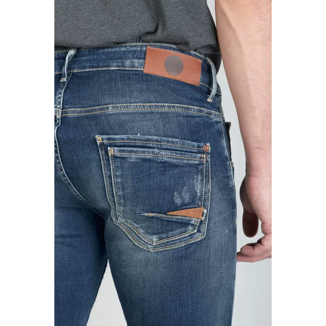 Jeans ajusté stretch 700/11, longueur 34 bleu en coton Tate | 3 Suisses