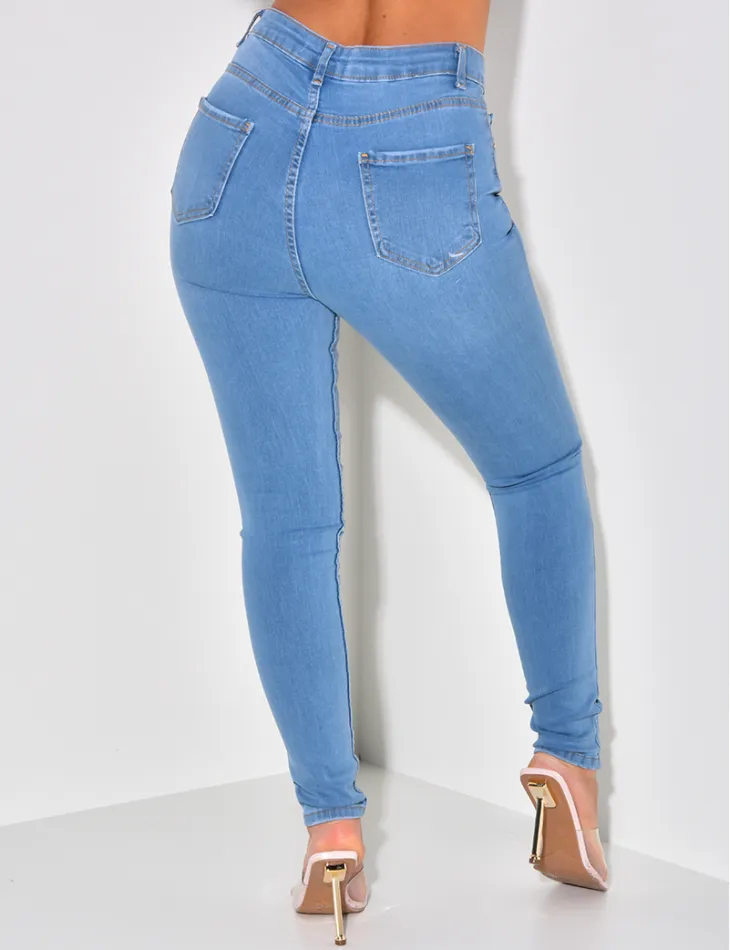 Jeans slim taille haute destroy / 46423 - JEANS INDUSTRY