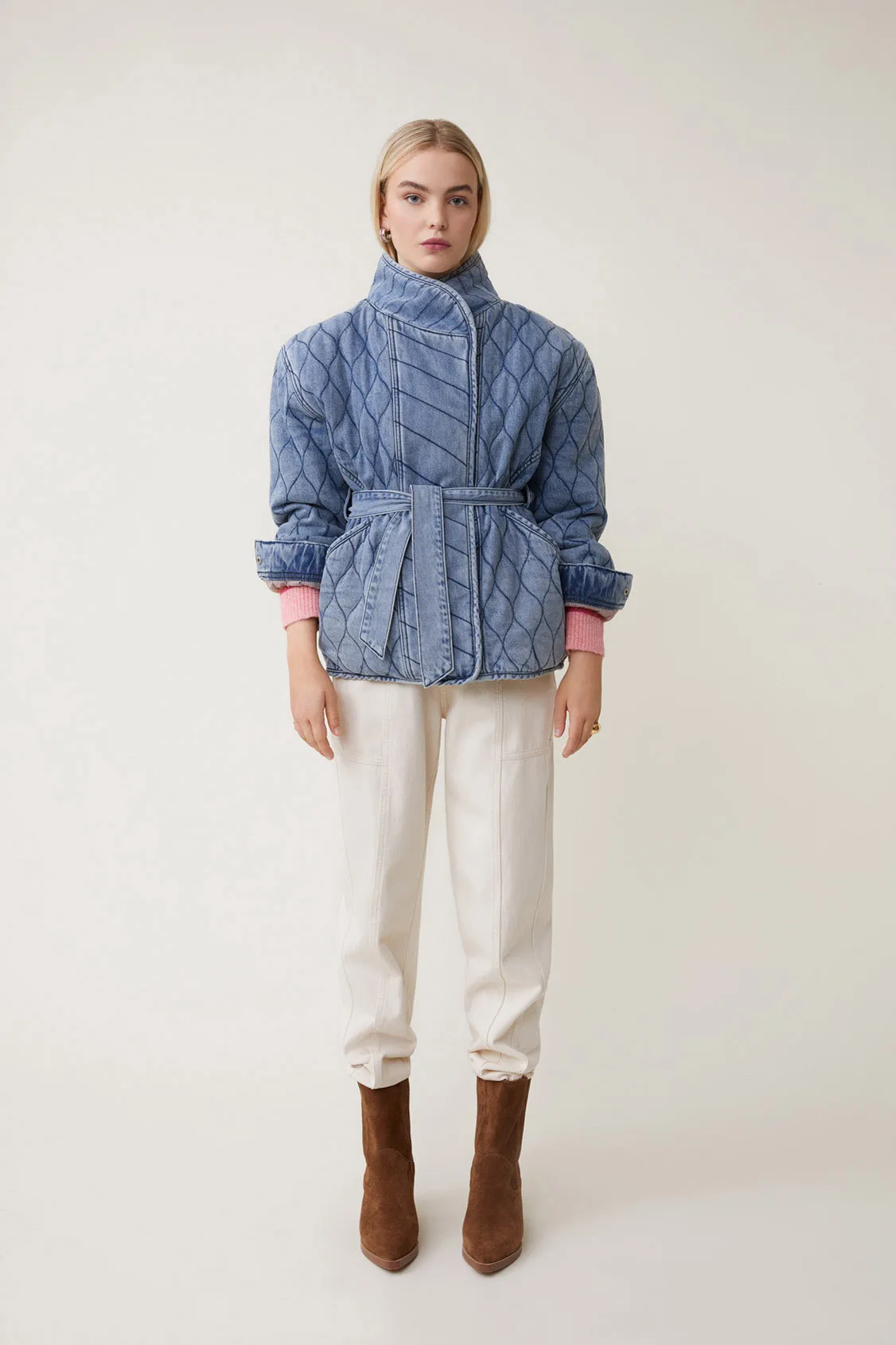 Manteau matelassé oversize en jeans