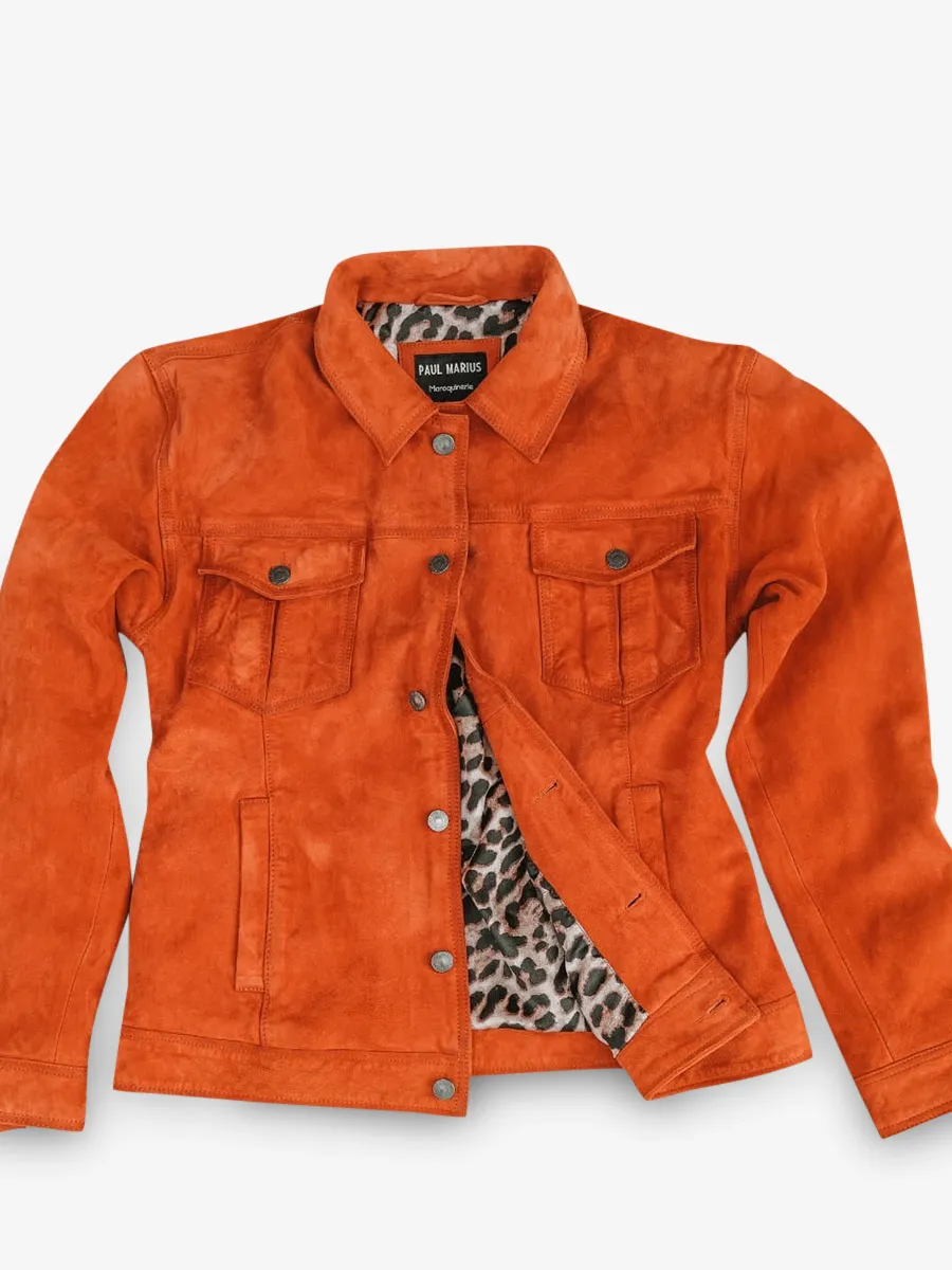 MEN LEATHER SUEDE JACKET ORANGE LeNuméro 1 - Tangerine