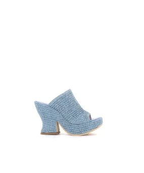 MULE SABOT RAFIA BLEU JEANS