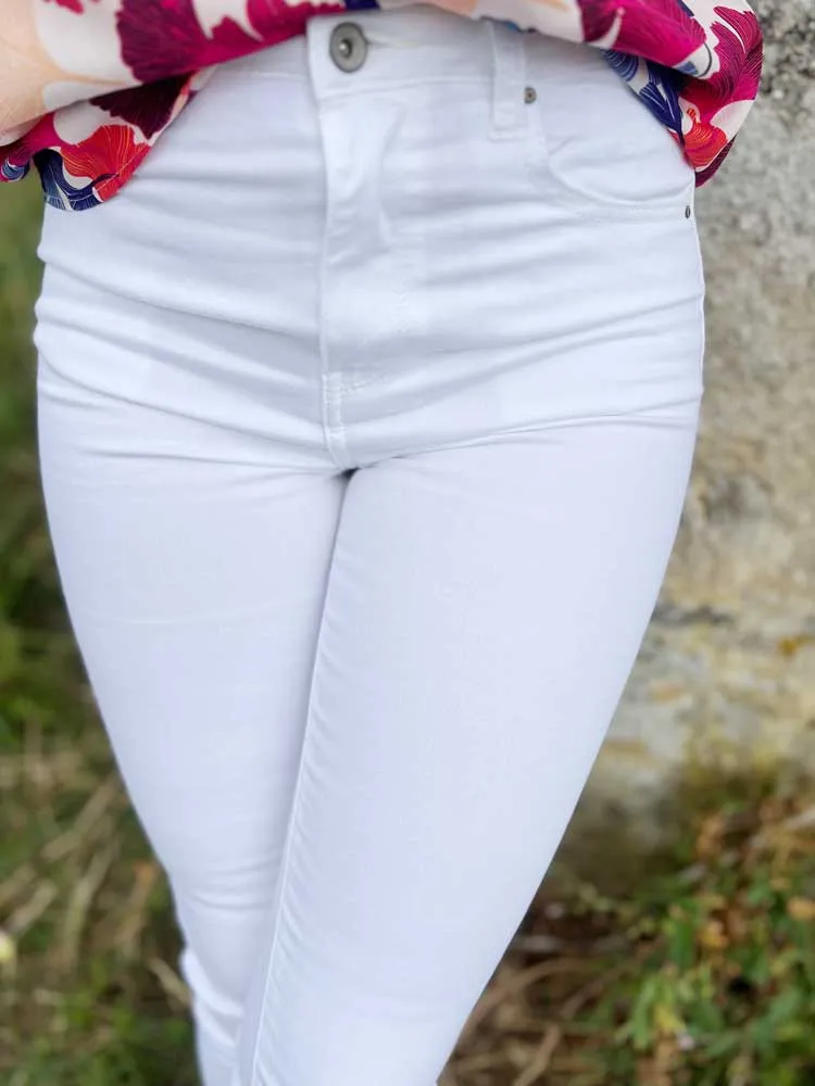 Pantalon jeans blanc slim NOREEN - Prêt à porter femme Cléstyle Couleur Blanc XXS à 6XL S