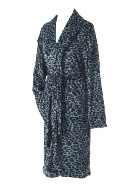 Peignoir Col Chale Collection Leopard - Bleu