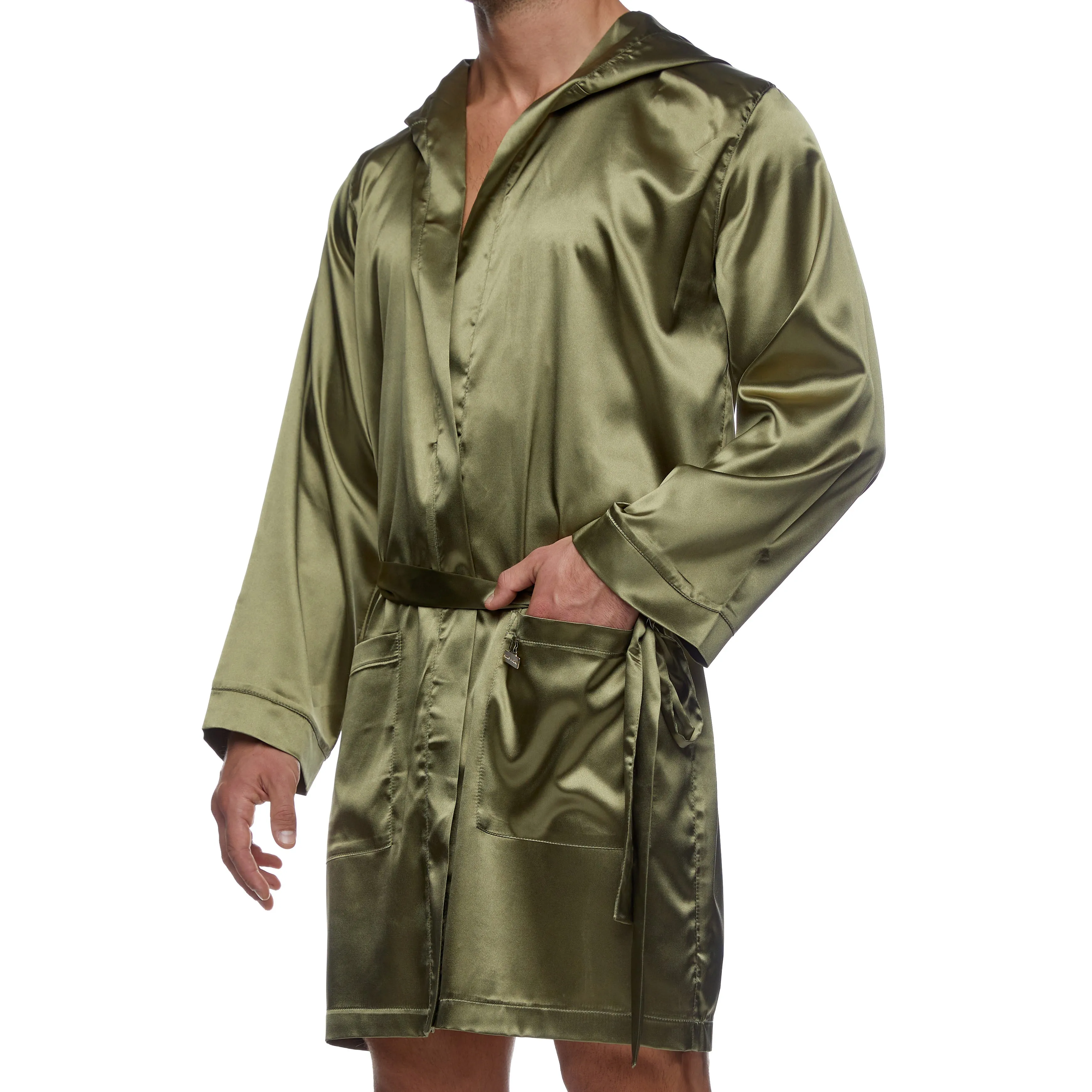 Peignoir Core Satin - kaki - Modus Vivendi : vente peignoirs homme ...