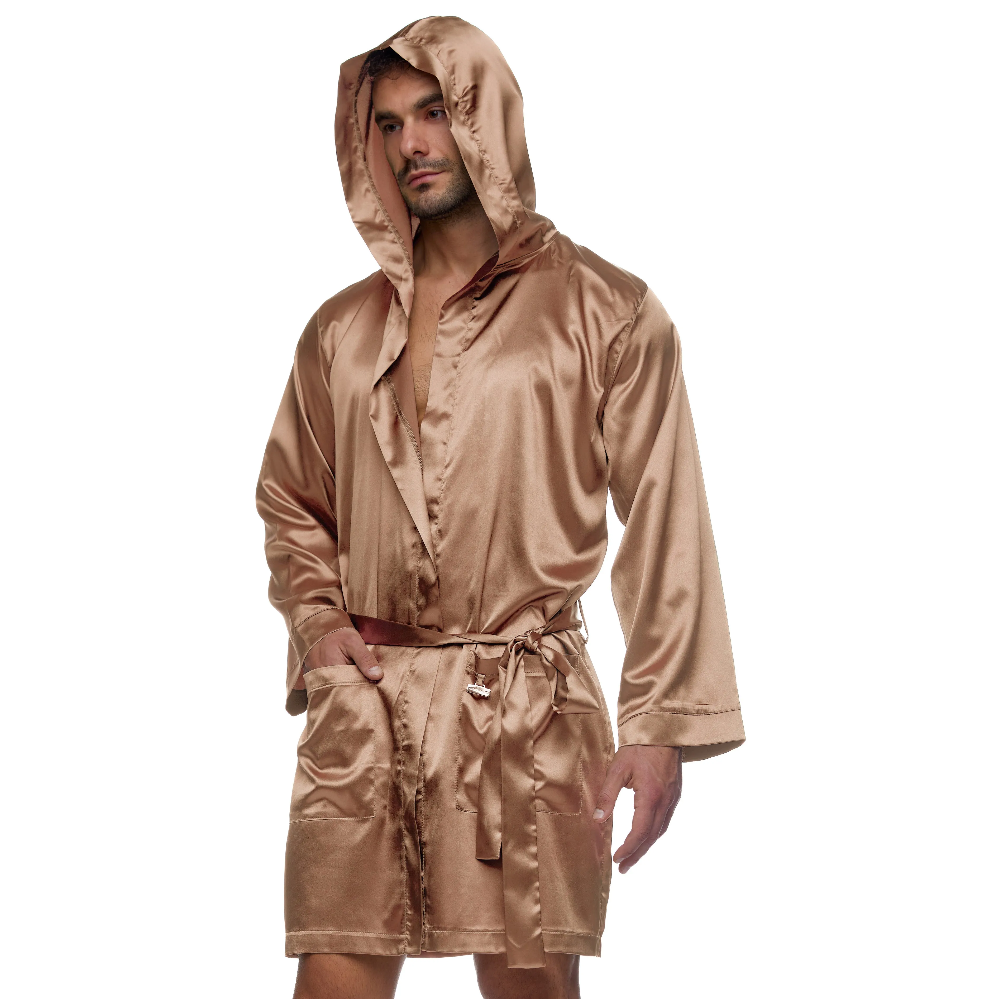 Peignoir Core Satin - marron - Modus Vivendi : vente peignoirs homm...