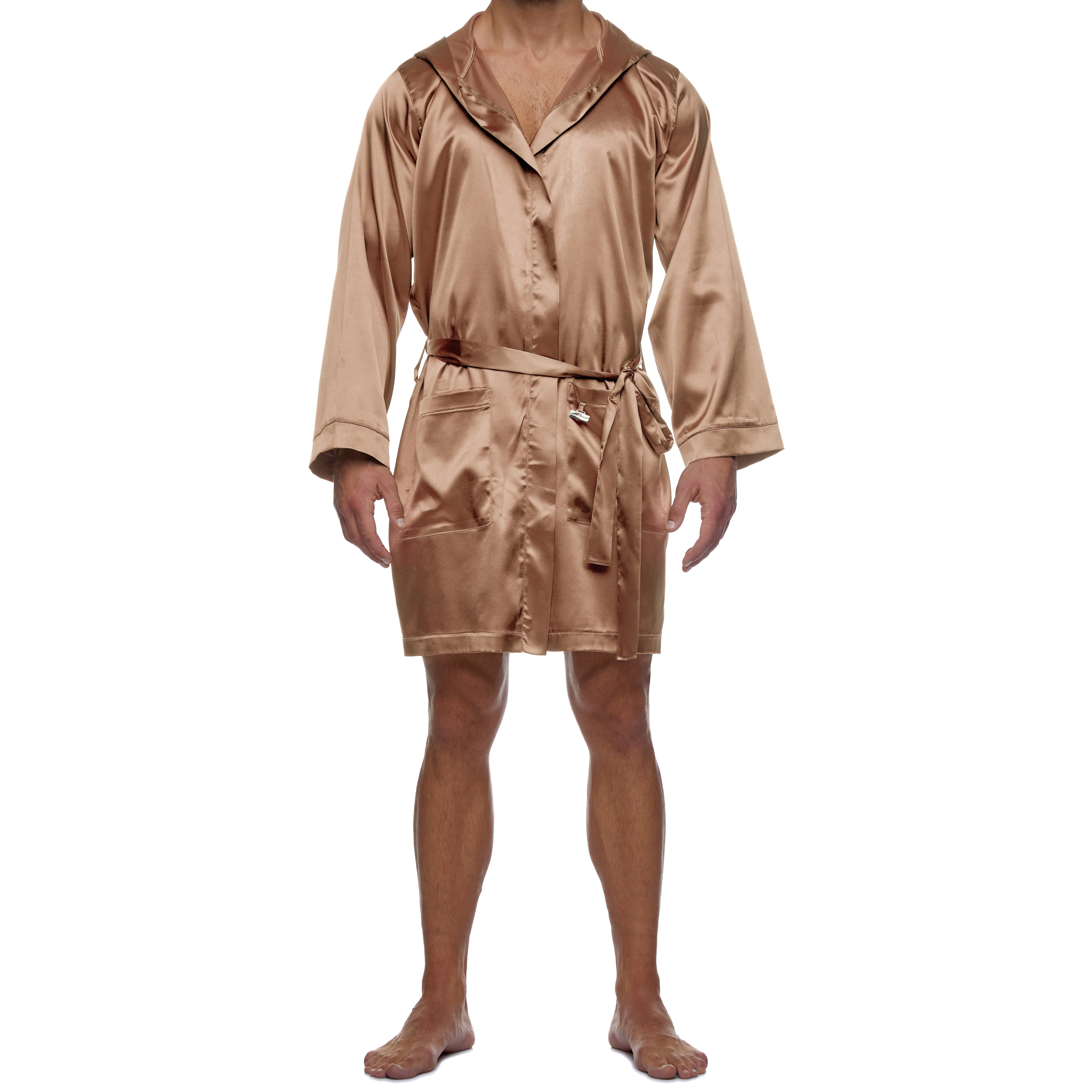 Peignoir Core Satin - marron - Modus Vivendi : vente peignoirs homm...