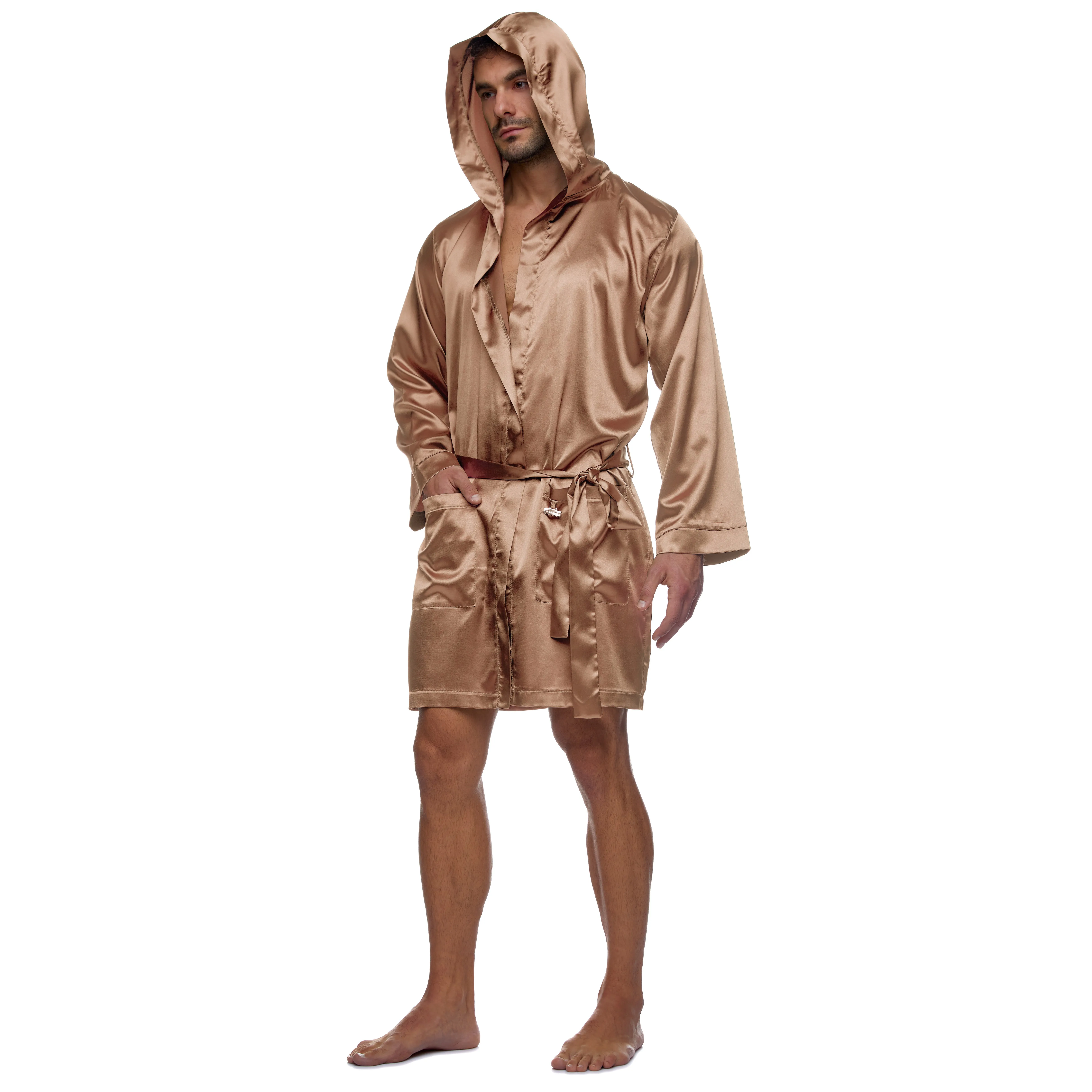 Peignoir Core Satin - marron - Modus Vivendi : vente peignoirs homm...