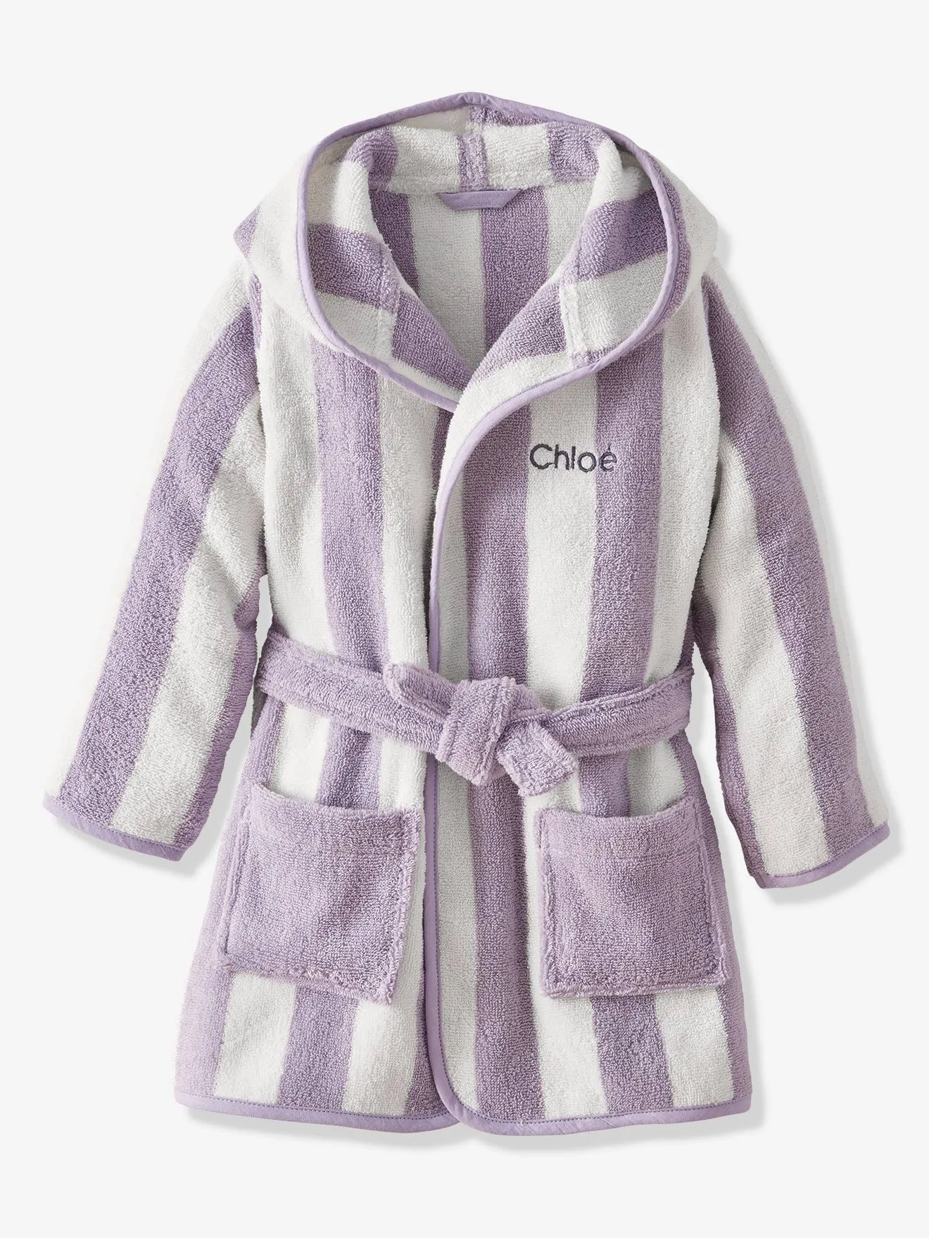 Peignoir de bain enfant rayures TRANSAT rayé violet - Vertbaudet