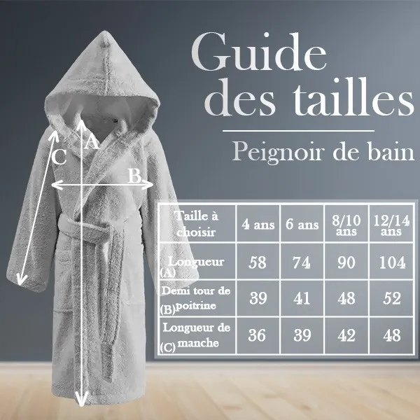 Peignoir de bain gris enfant