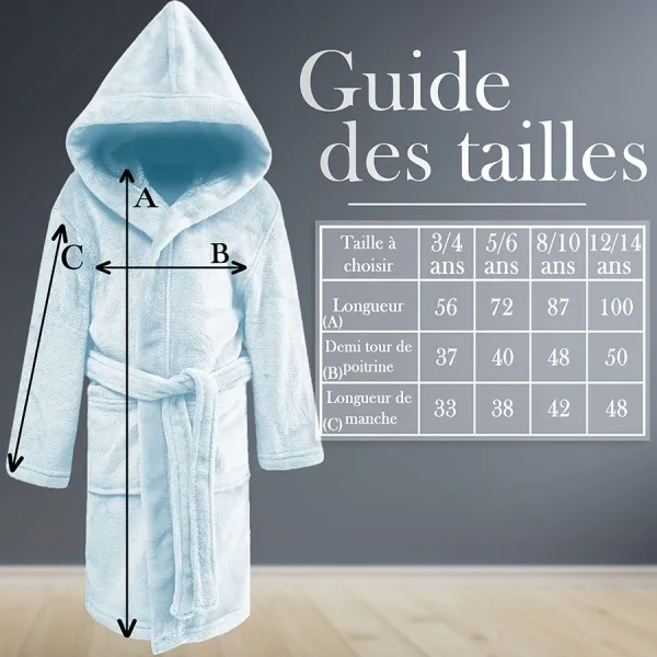 Peignoir de chambre enfant bleu personnalisé