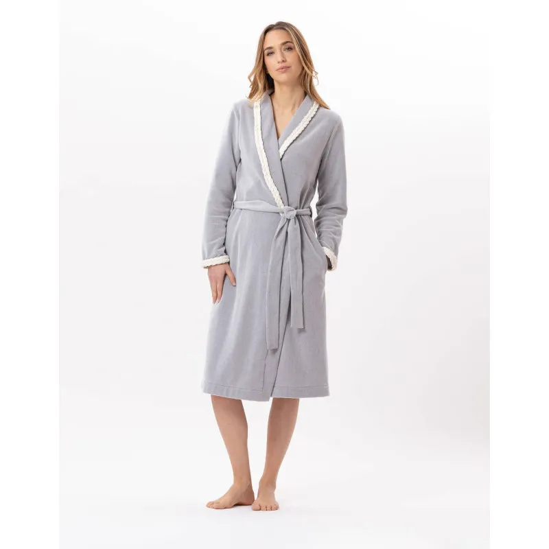 Peignoir en micropolaire DOUCE 860 Gris Chine