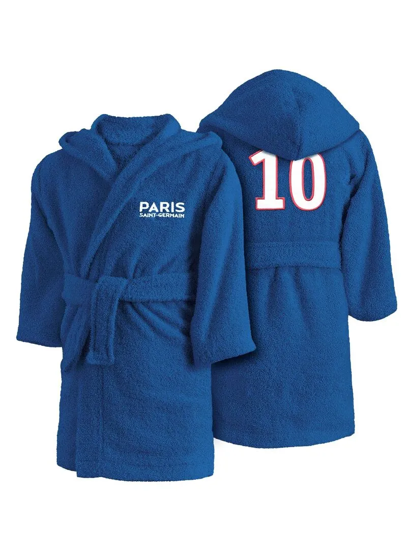 Peignoir enfant à capuche 100% coton, PSG MAGIQUE - Bleu