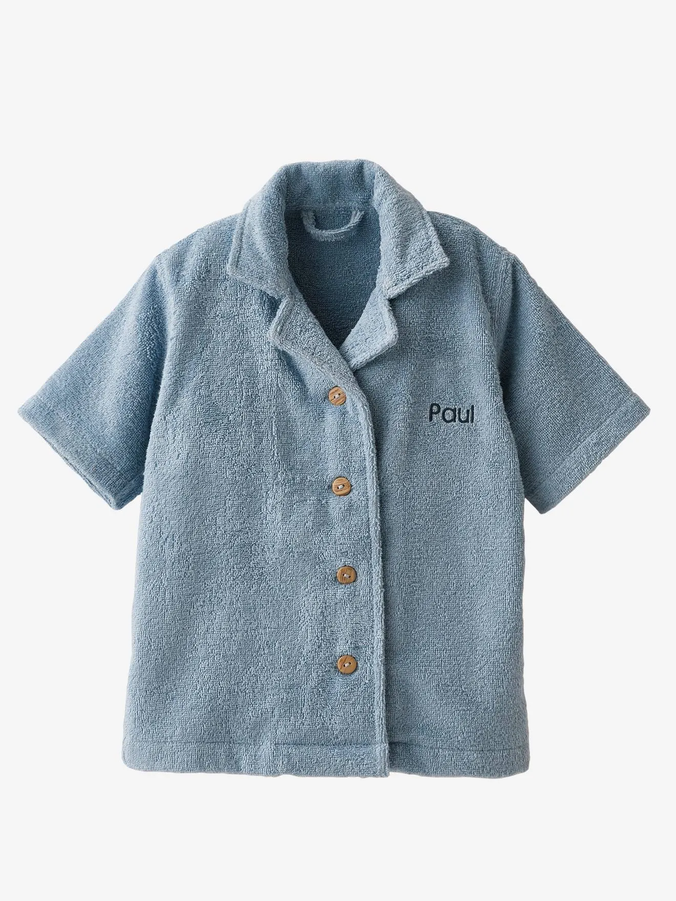 Peignoir Oversize bébé avec coton recyclé personnalisable bleu chambray - Vertbaudet