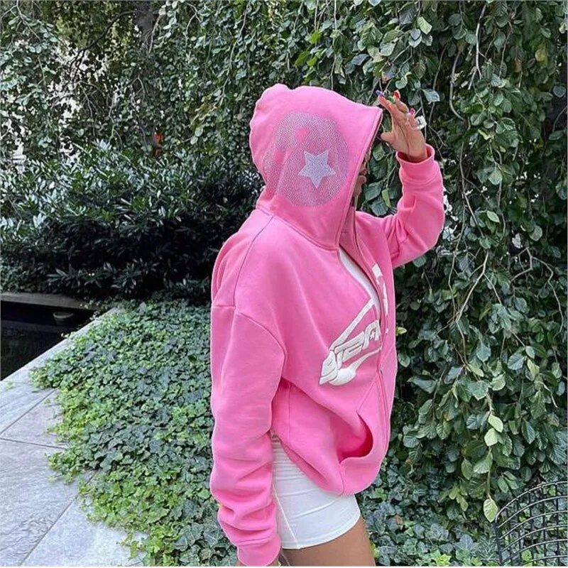 Pink full zip hoodie