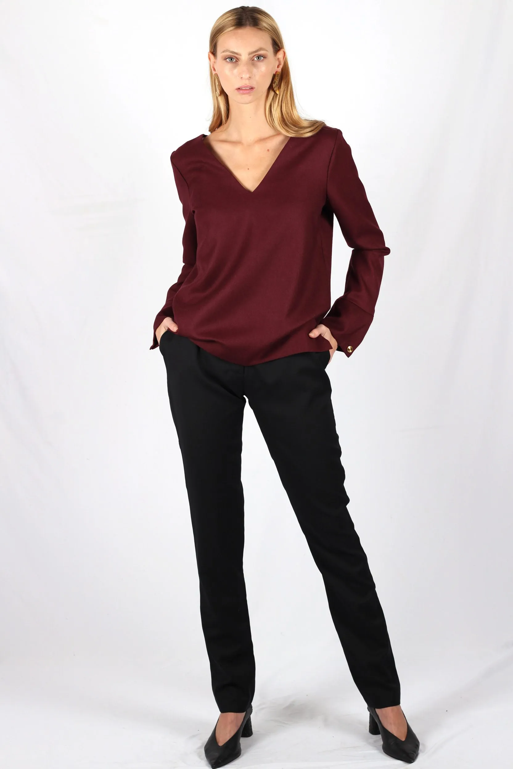 Pull Bordeaux femme en laine flanelle Chloé