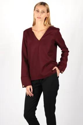 Pull Bordeaux femme en laine flanelle Chloé