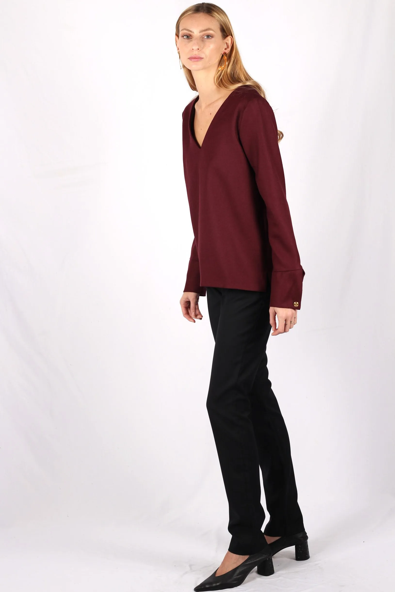 Pull Bordeaux femme en laine flanelle Chloé