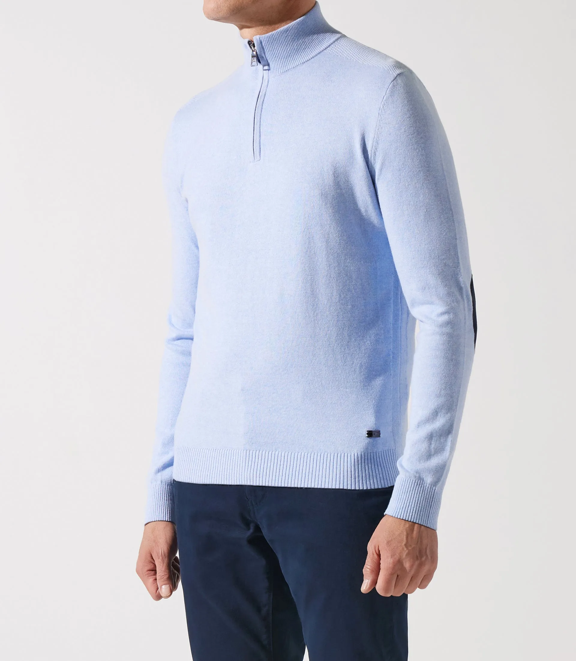 Pull col demi zip bleu ciel