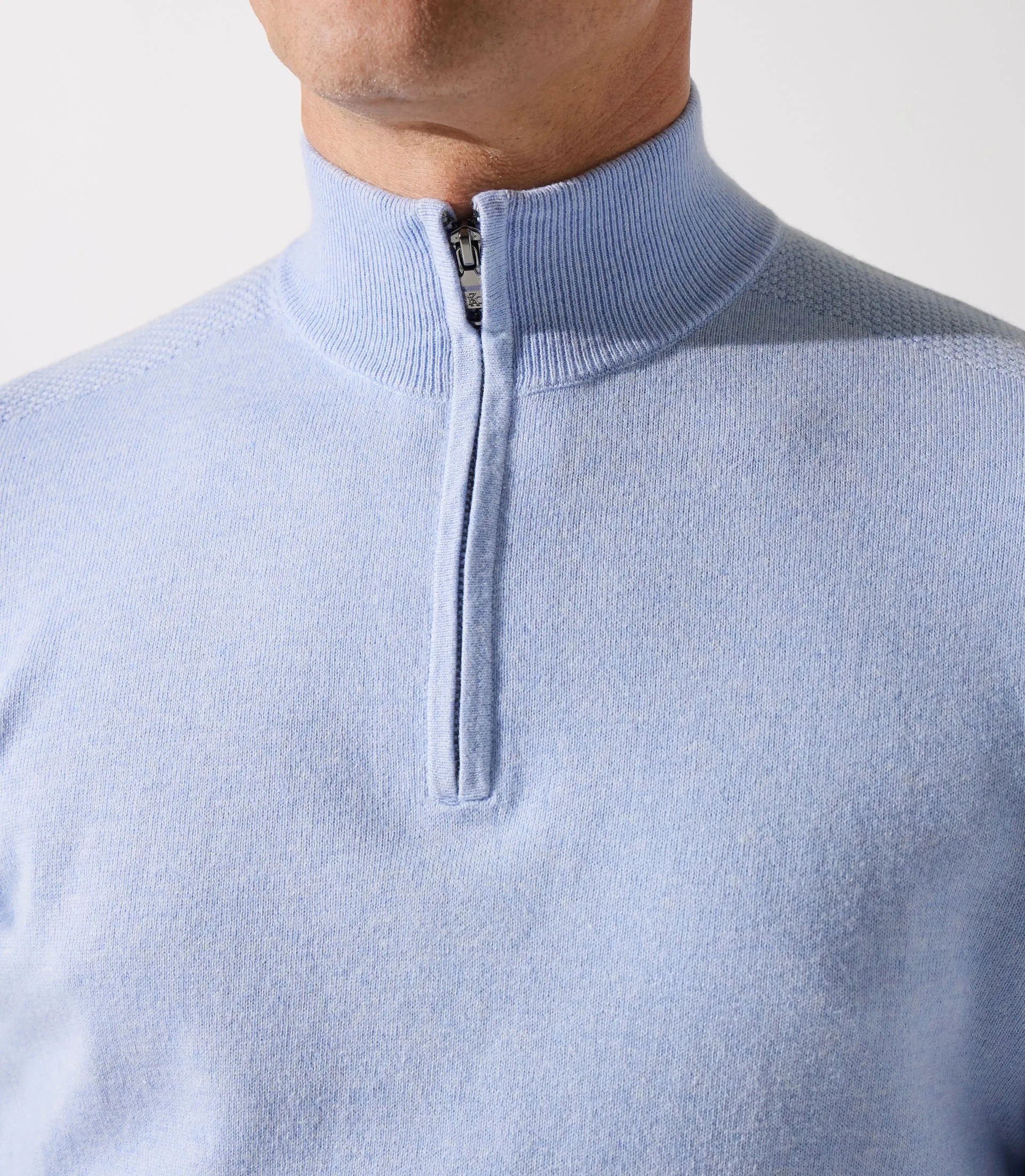 Pull col demi zip bleu ciel